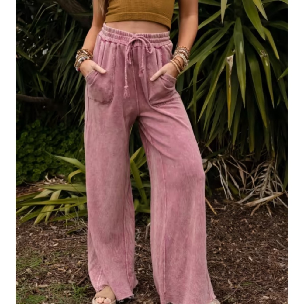 Three Bird Nest Dusty Rose Wide-Leg Pants